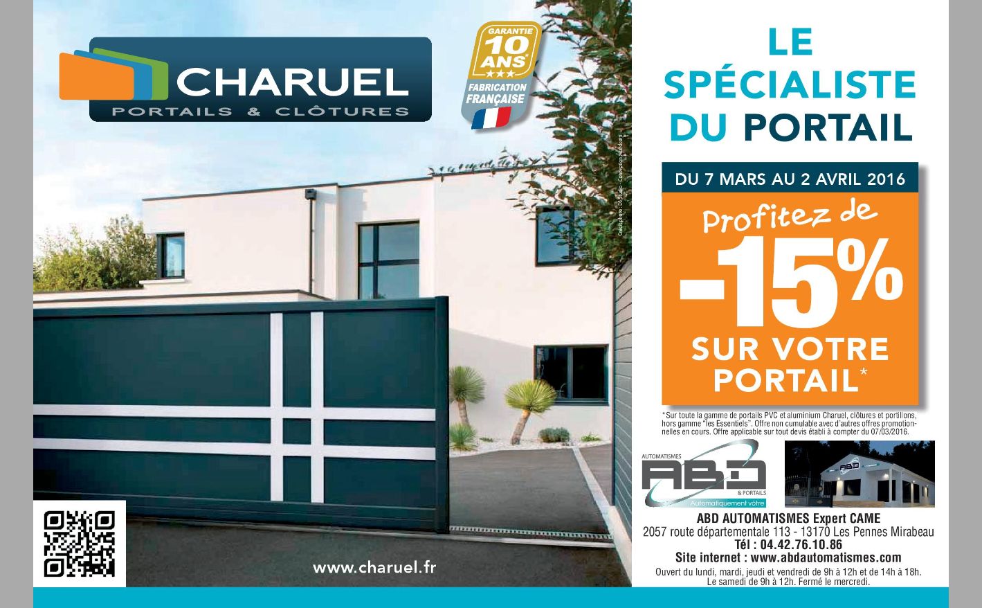 promotion portail aluminium et portail pvc dans les bouches du rhone chez abd automatismes 13170