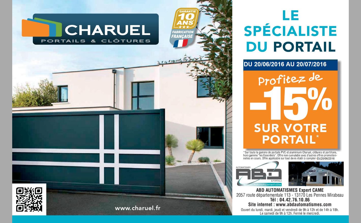 promotion portail aluminium et portail pvc charuel par abd automatismes les pennes mirabeau 13170
