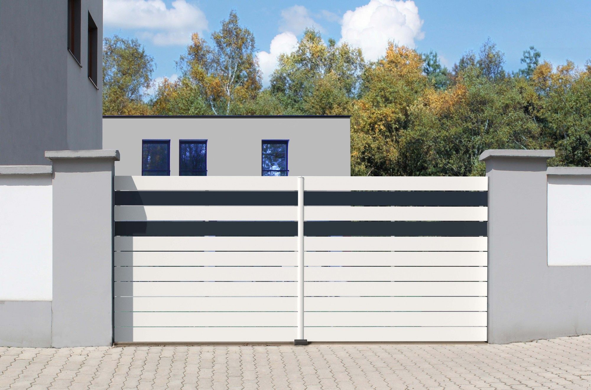 portail aluminium battant bi-couleur contemporain CHARUEL